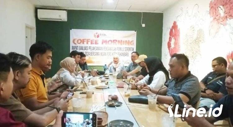 Coffe Morning, Bawaslu Pekanbaru Gelar Rapat Evaluasi Pelaksanaan Pemilu Serentak 2024