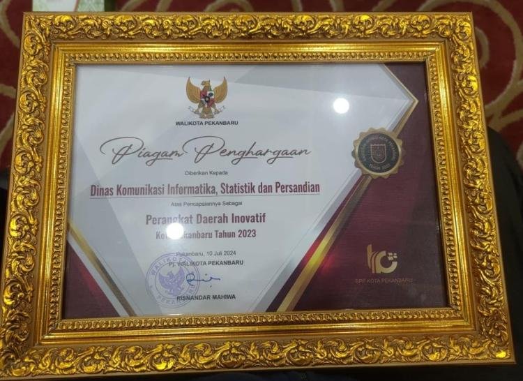 Diskominfotiksan Pekanbaru Raih Perangkat Daerah Inovatif di Tahun 2023 