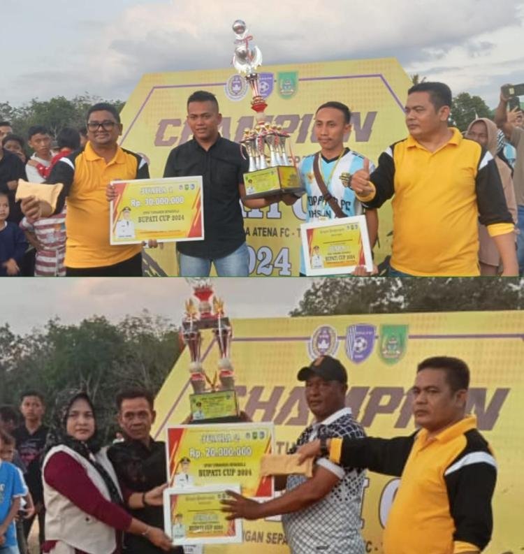 Mewakili Bupati Rohil, Ketua Koni Rohil Tutup Turnamen Bola Bupati Cup 2024