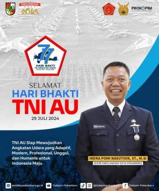 Ucapkan Hari Bhakti TNI AU ke-77, Indra Pomi : TNI AU Memiliki Peran Krusial Dalam Mewujudkan Visi Indonesia Emas 2045