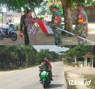 Sambut HUT RI ke - 79, Babinsa Koramil 0321-06/TM Laksanakan Himbauan Pemasangan Bendera Merah Putih