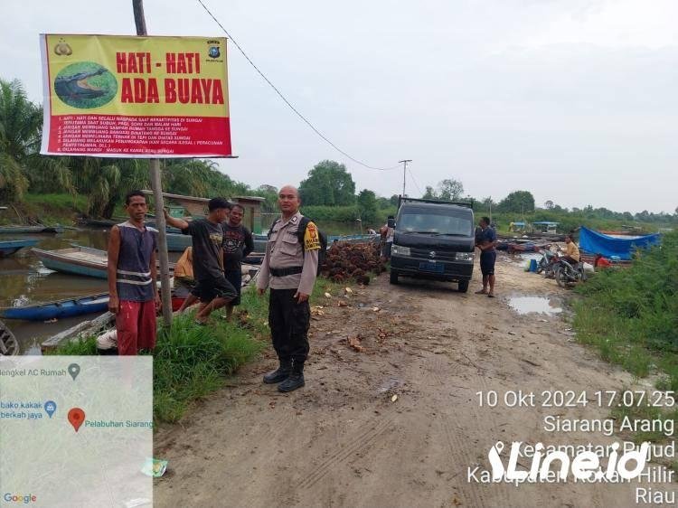 Polsek Pujud Melalui Bhabinkamtibmas Kep. Siarangarang Terus Imbau Masyarakat Selalu Waspada Akan Ancaman Buaya