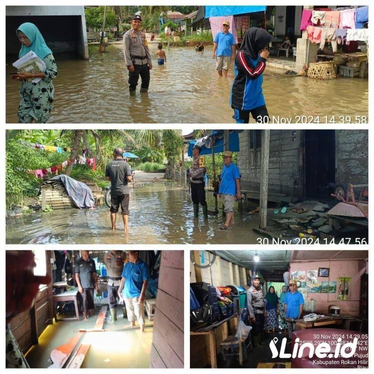 Akibat Curah Hujan Beberapa Minggu ini Terlalu Tinggi, Lurah Dan Bhabinkamtibmas Datang Kerumah Warga Yang Terkenak Banjir