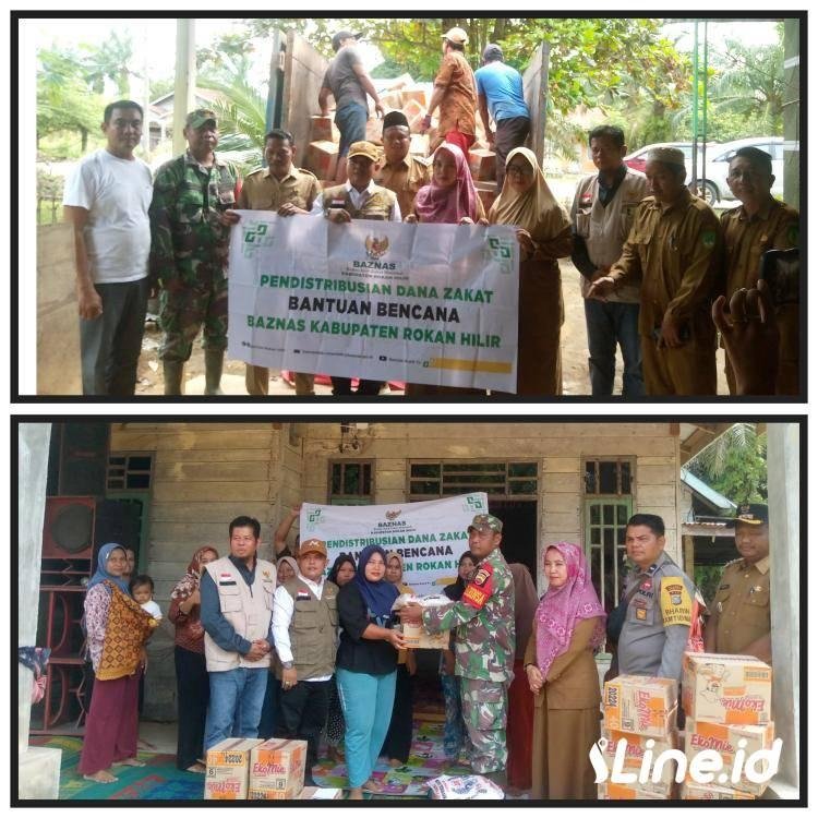 Berikan Bantuan Yang Terdampak Banjir, Babinsa Koramil 06/TM Berikan Pendampingan Kepada Baznas Pemkab Rohil