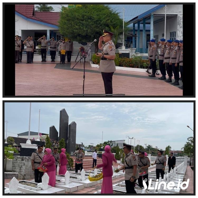Dalam Rangka Hut Bhayangkara Ke-79 Tahun 2025, Polres Rohil Ziarah Dan Tabur Bunga Dimakam Pahlawan