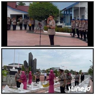 Dalam Rangka Hut Bhayangkara Ke-79 Tahun 2025, Polres Rohil Ziarah Dan Tabur Bunga Dimakam Pahlawan