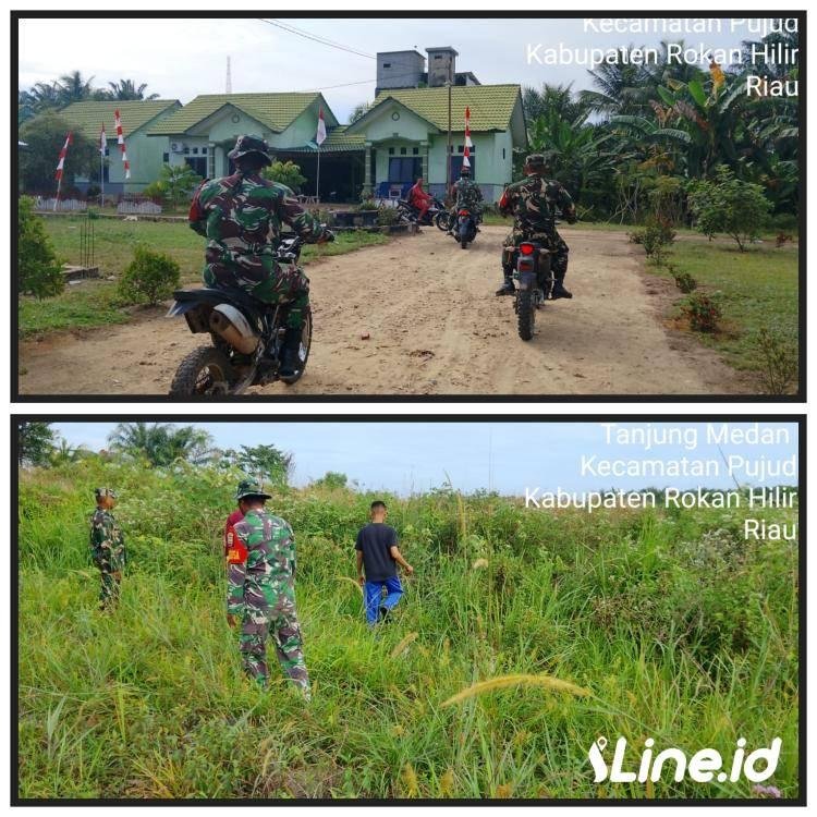 Lakukan Patroli Wilayah Desa Binaan, Babinsa Koramil 0321-06/TM Rohil Ajak Masyarakat Jaga Lingkungan Dari Karhutla