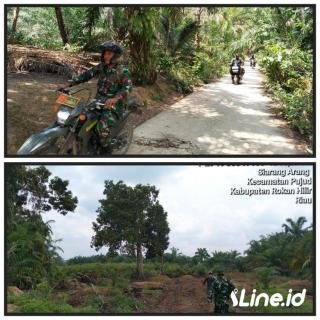 Cegah Kebakaran Hutan Dan Lahan, Babinsa Koramil 0321-06/TM Rohil Bersama Warga Laksanakan Patroli