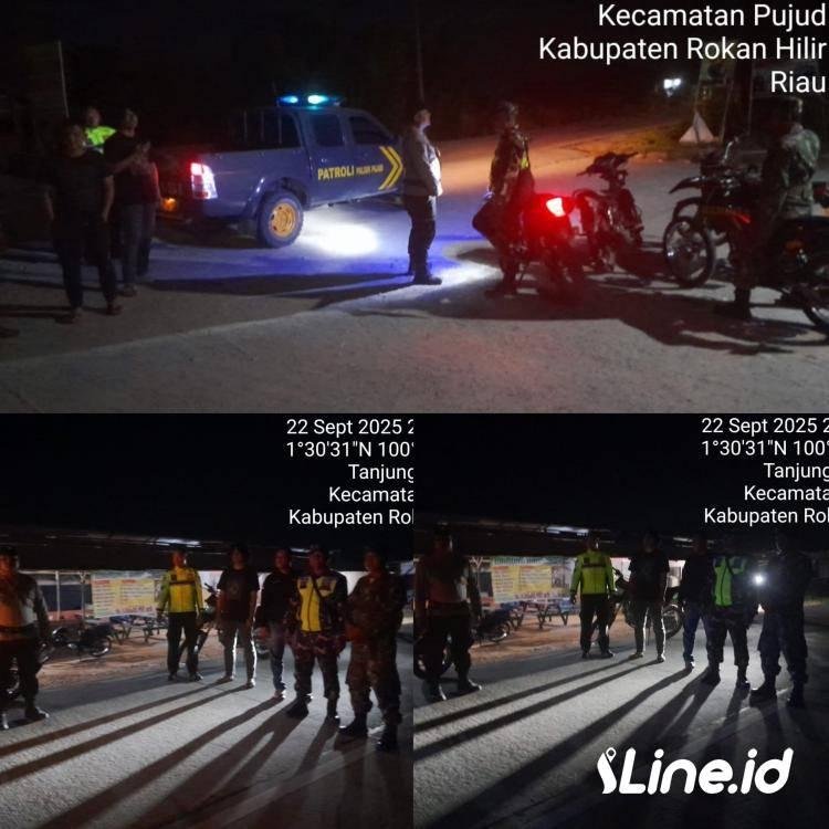 Cegah Aksi Premanisme Dan Gaguan Kamtibmas, Babinsa Koramil 0321-06/TM Rohil Lakukan Patroli Gabungan