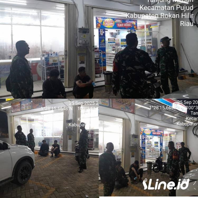 Laksakan Patroli Siskamling Berama Ormas FKPPI,Personil Koramil 0321-06/TM Ajak Masyarakat Jaga Keamanan Desa