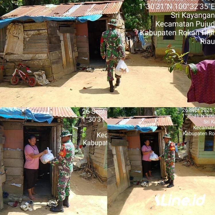 Wujud Nyata Kedekatan TNI kepada Masyarakat, Babinsa Koramil 0321-06/TM Rohil Laksanakan Jumat Berbagi (Berkah) 