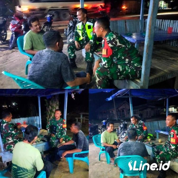 Wujudkan Kamtibmas Selalu Aman Personil Koramil 0321-06/TM Rohil Bersama Ormas PP Laksanakan Patroli Siskamling