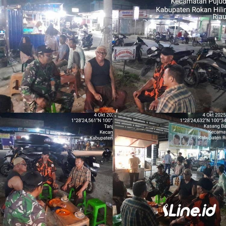 Datangi Tempat Keramaian, Personil Koramil 0321-06/TM Rohil Dan Ormas PP Patroli Siskamling