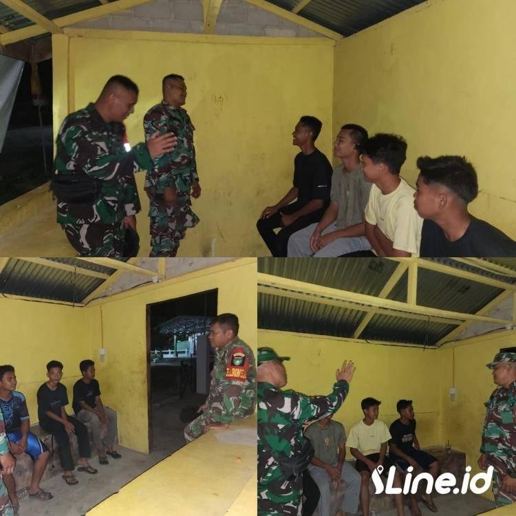 Patroli Siskamling Terus Ditingkatkan, Personil Koramil 0321-06/TM Rohil Datangi Tempat Perkumpulan Remaja