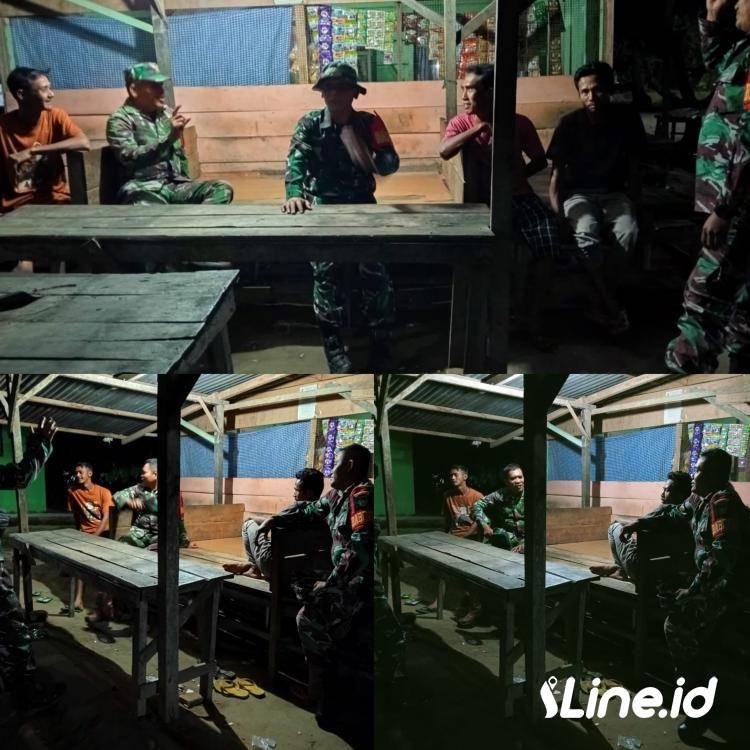 Datangi Disetiap Ada Perkumpulan Remaja, Personil Koramil 0321-06/TM Rohil Dan Ormas FKPPI Patroli Siskamling
