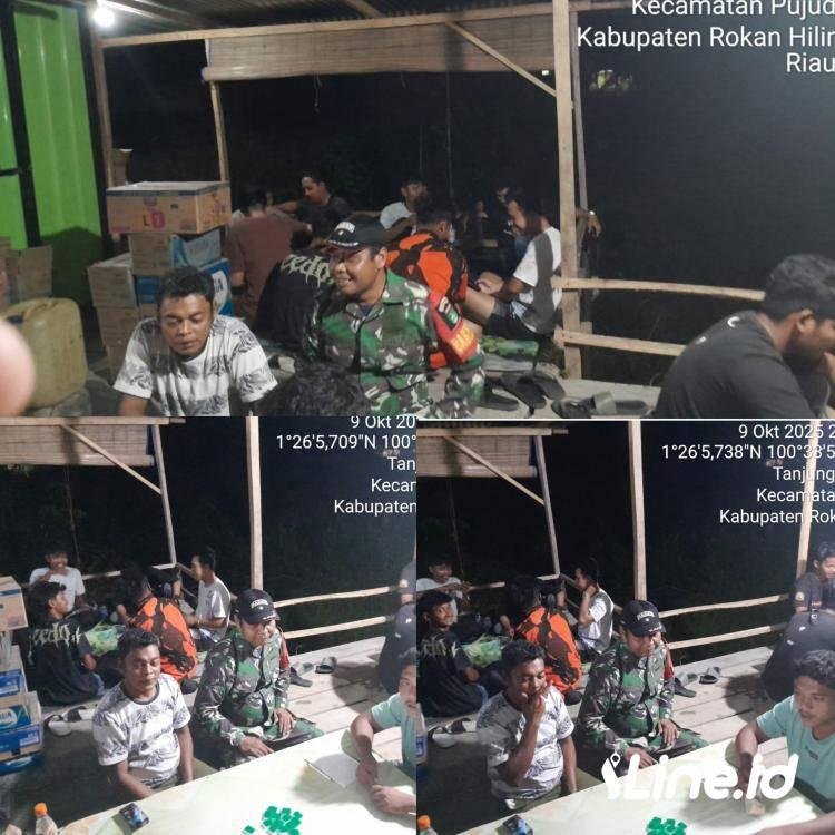 Rutin Laksanakan Patroli Siskamling, Personil Koramil 0321-06/TM Rohil Dan Ormas PP Tingkatkan Keamanan Lingkungan