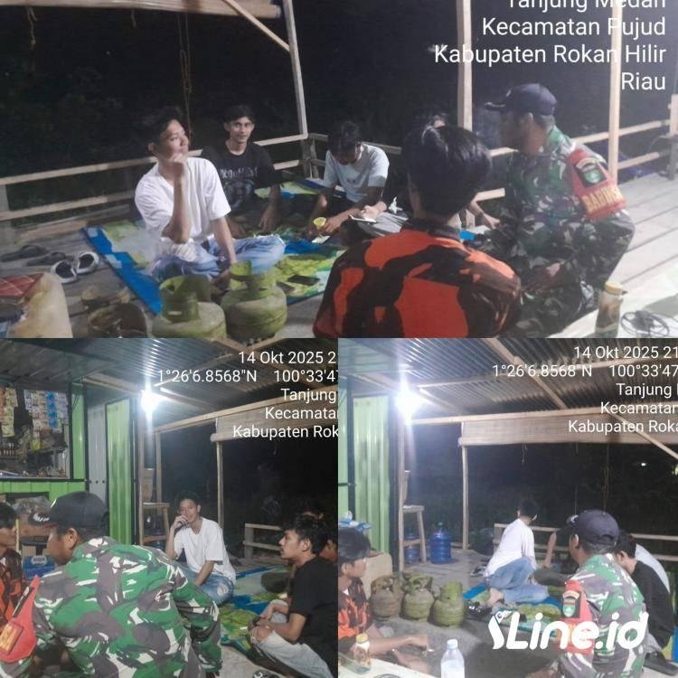 Wujud Kepedulian Terhadap Keamanan Lingkungan, Personil Koramil 0321-06/TM Rohil Dan Ormas PP Patroli Siskamling