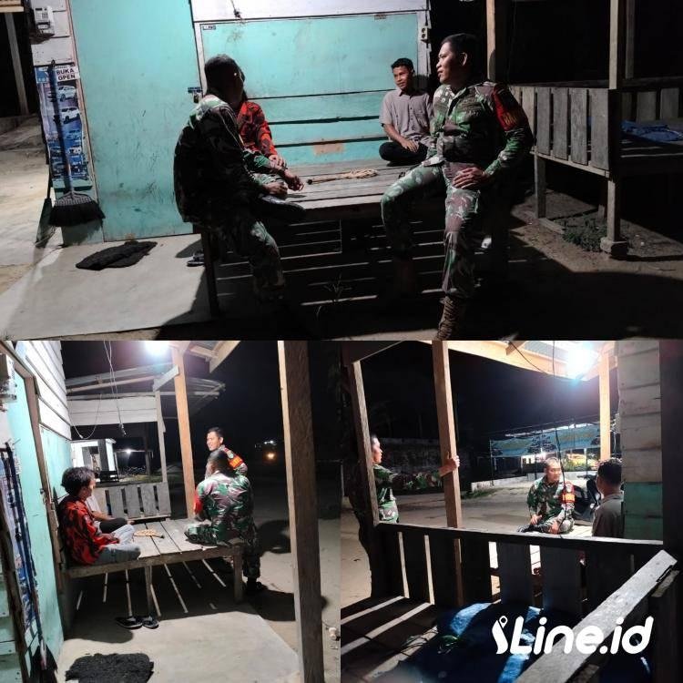 Cegah Gaguan Kamtibmas, Pesonil Koramil 0321-06/TM Rohil Bersama Ormas PP Patroli Siskamling Bersama