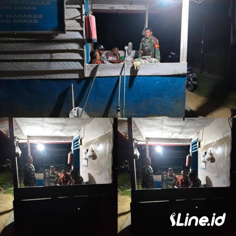 Ajak Warga Selalu Jaga Keamanan Lingkungan, Personil Koramil 0321-06/TM Rohil Dan Ormas PP Lakukan Patroli Rutin