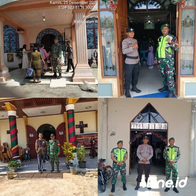Amankan Ibadah Natal, Personil Koramil 0321-06/TM Rohil Dan Personil Polsek Pujud Pam Disejumlah tempat ibadah umat Nasrani
