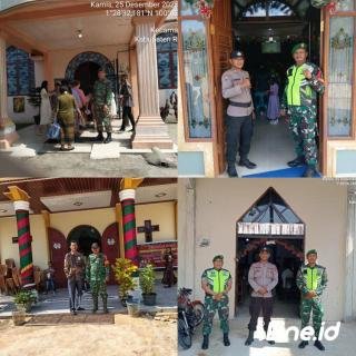 Amankan Ibadah Natal, Personil Koramil 0321-06/TM Rohil Dan Personil Polsek Pujud Pam Disejumlah tempat ibadah umat Nasrani