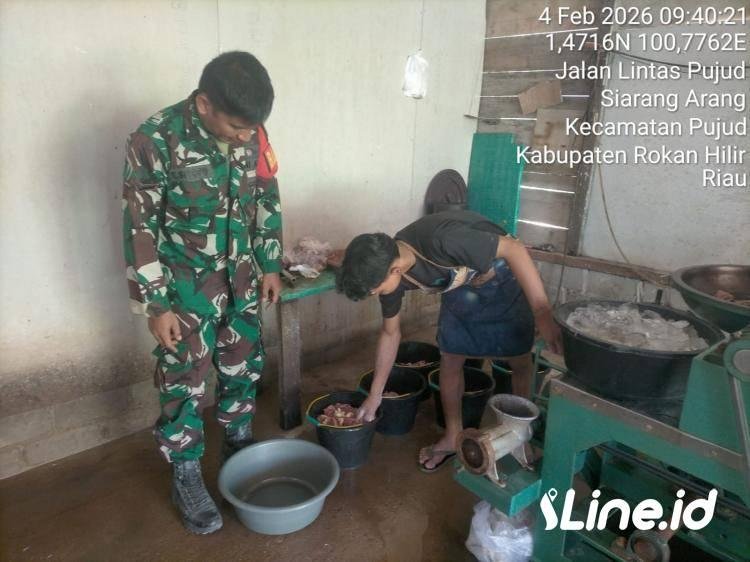 Buka Gilingan Bakso, Personil Koramil 0321-06/TM Rohil Berikan Pendampingan Kepada Warga Binaan