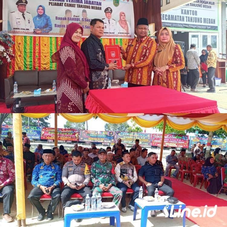 Mewakili Danramil, Personil Koramil 0321-06/TM Rohil Hadiri Acara Serah Terima Jabatan Camat Tanjung Medan