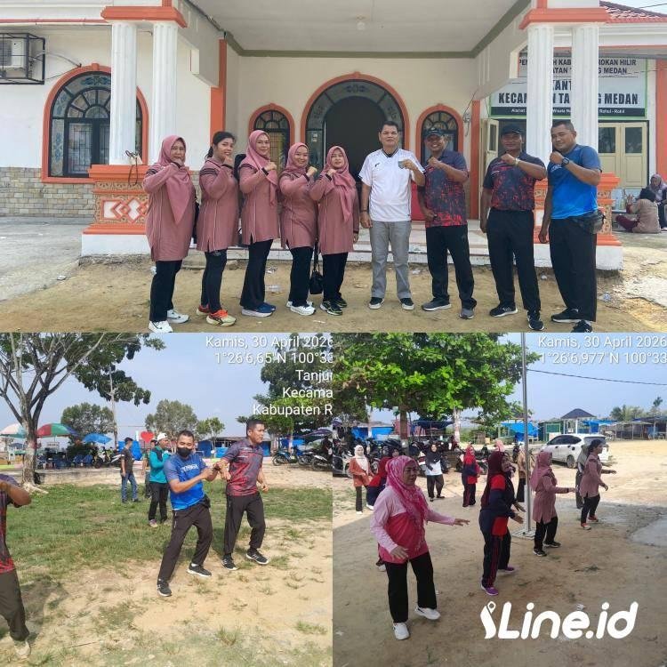 Dukung Kegiatan Positif, Personil Koramil 0321-06/TM Rohil Ikuti Senam Bersama Dengan Forkopincam Dilapangan Kantor Camat Tanjung Medan