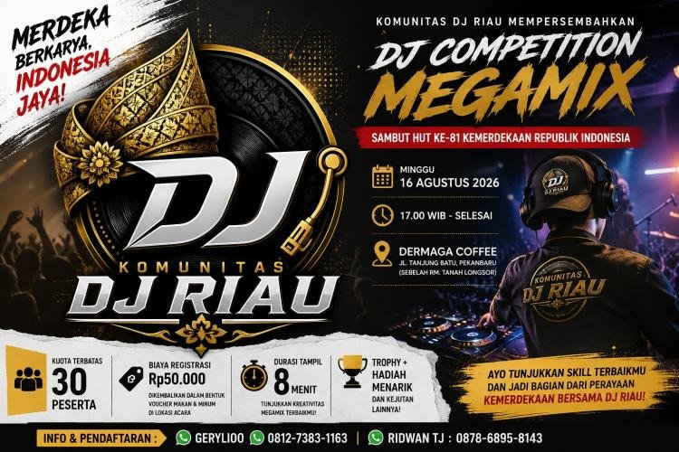 DJ Riau Adu Kreativitas di Megamix Competition, Digelar 16 Agustus di Pekanbaru