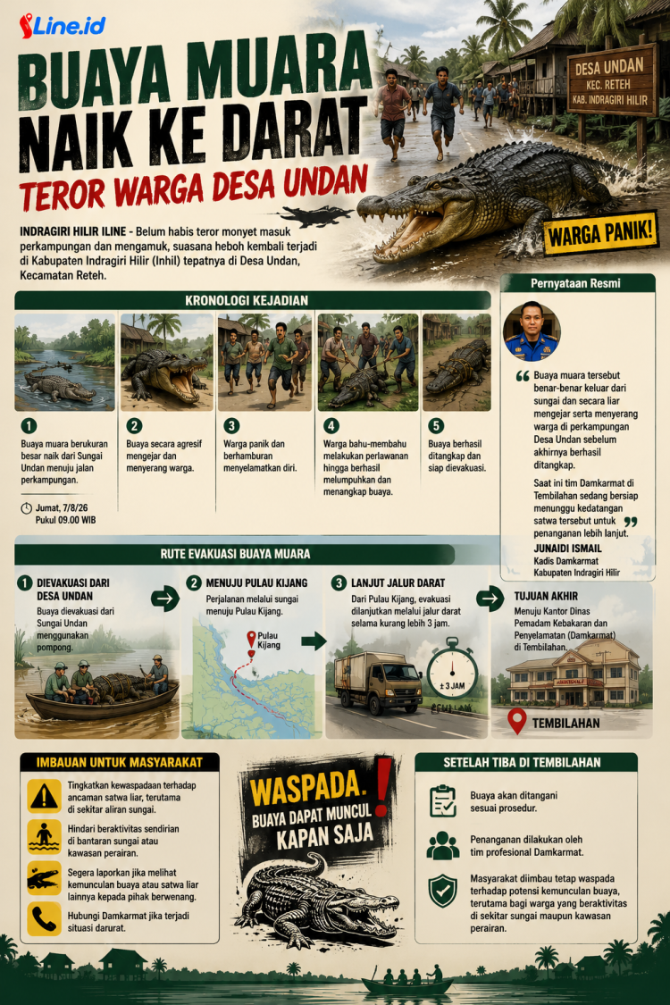 Buaya Muara Naik ke Darat Teror Warga Desa Undan 