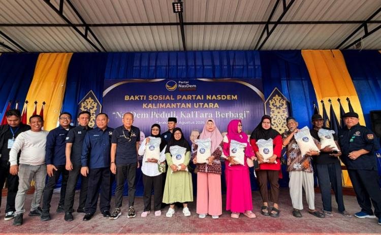 NasDem Kaltara Salurkan 1.100 Karung Beras