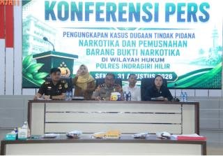 Polres Inhil Ungkap Lima Kasus Narkotika, Musnahkan 337,85 Gram Sabu dan 5.707 Butir Ekstasi